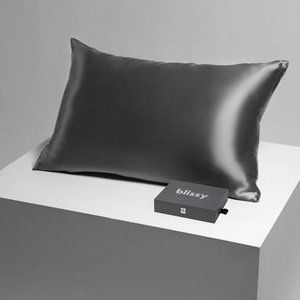 BLISSY Dark Grey Silk King Size Pillowcase
